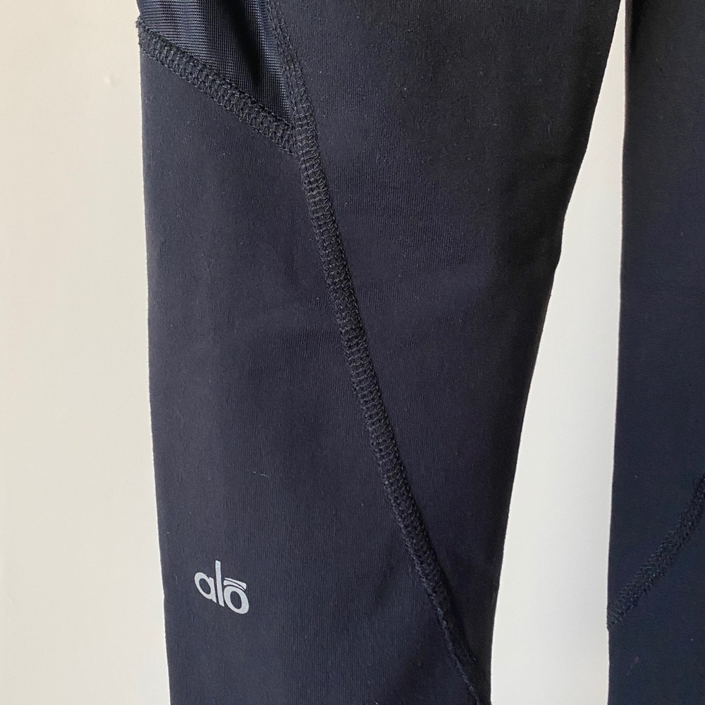 Alo Yoga Black Mesh Panel Long Leggings